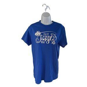 Blue "Get Your Jingle On" Holiday Graphic Tee